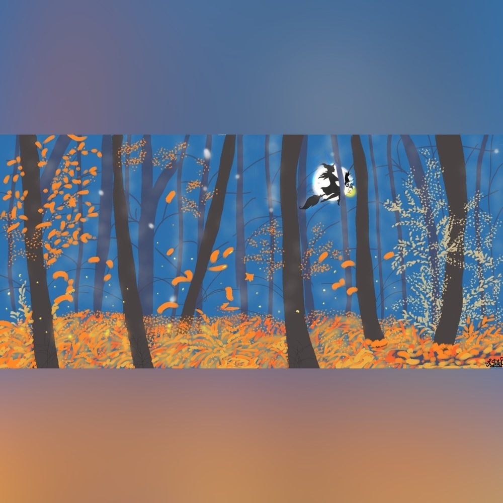 Original, handmade signed Halloween Witch Digital Art Print